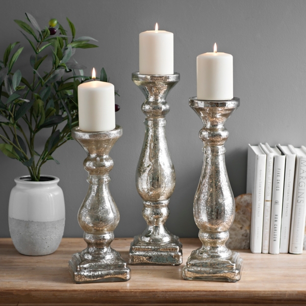 silver candle holders