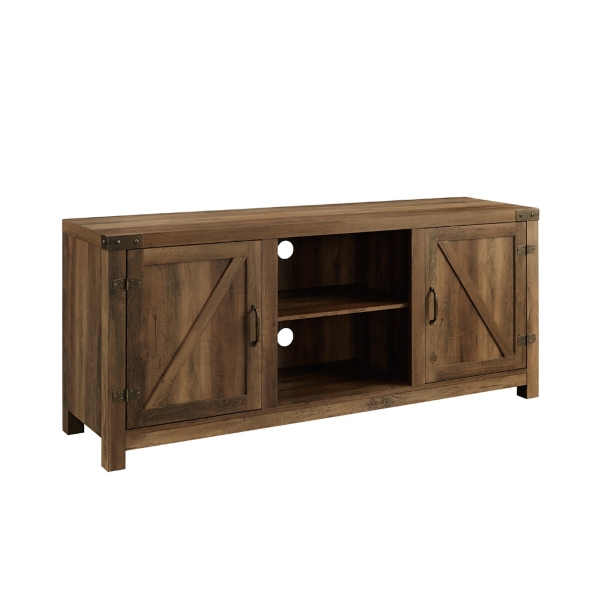 Rustic Oak Barn Doors TV Stand