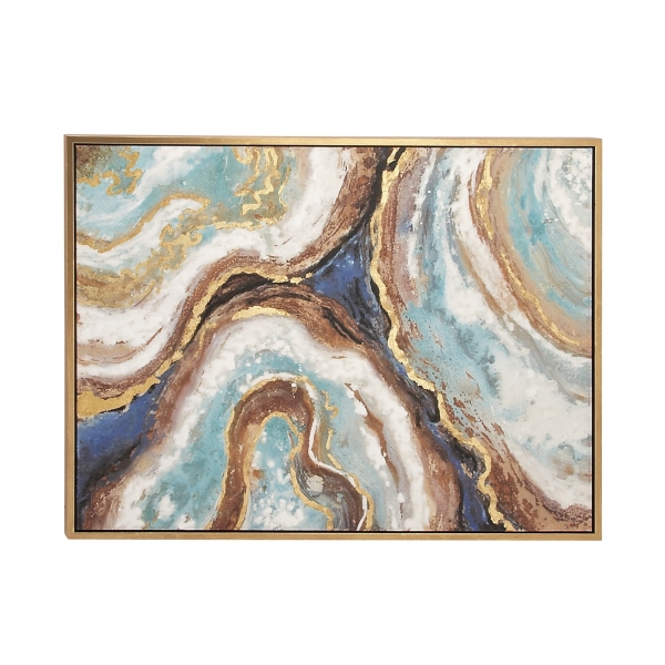 Blue Marbling Agate Framed Canvas Art Print Kirklands