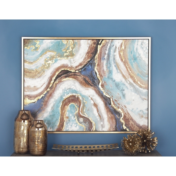 Blue Marbling Agate Framed Canvas Art Print
