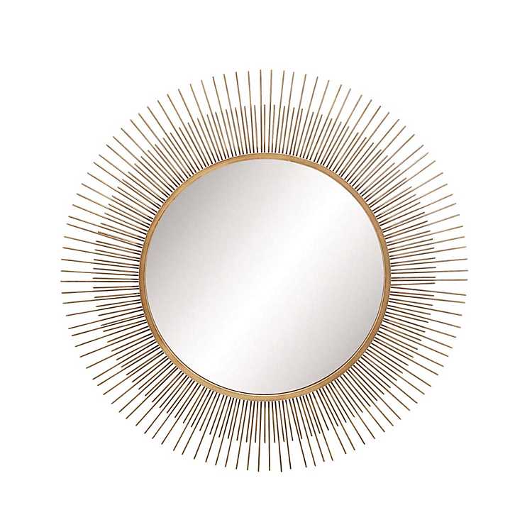 Round Goldenrod Decorative Wall Mirror, Decorative Round Mirrors