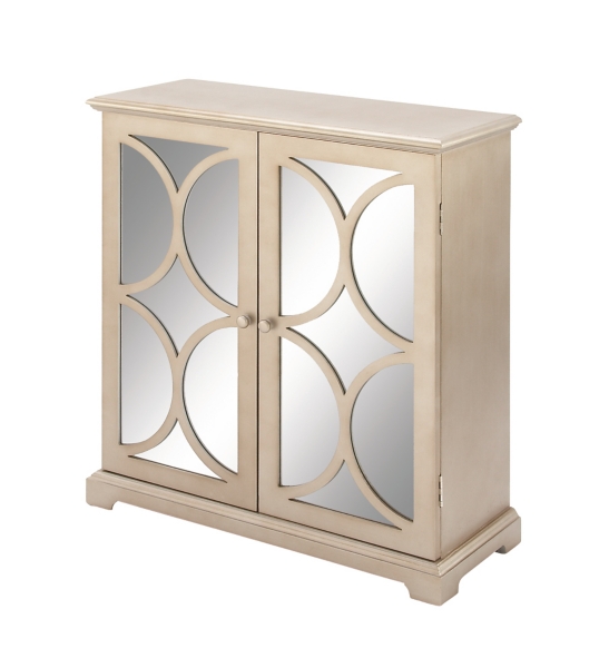 Tan Half Circle Mirrored 2 Door Cabinet Kirklands