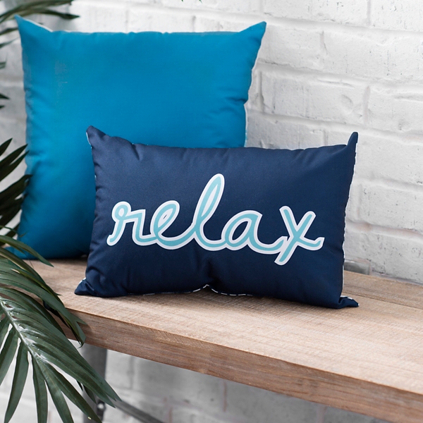 Navy Relax Outdoor Pillow | Kirklands