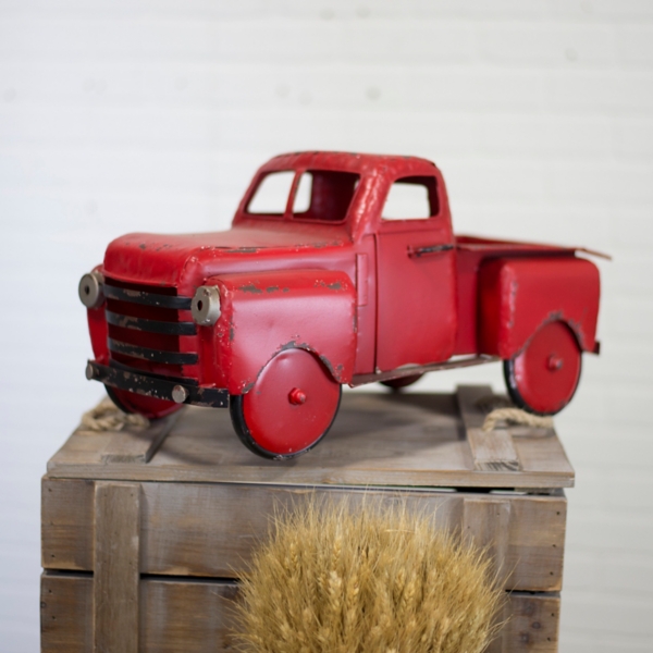 vintage red metal truck