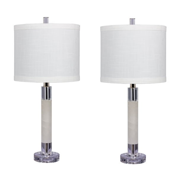 marble column table lamp