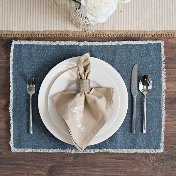 Piana Blue Frayed Edge Placemat Kirklands Home