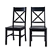 Antique Black Wood Dining Chairs, Set of 2