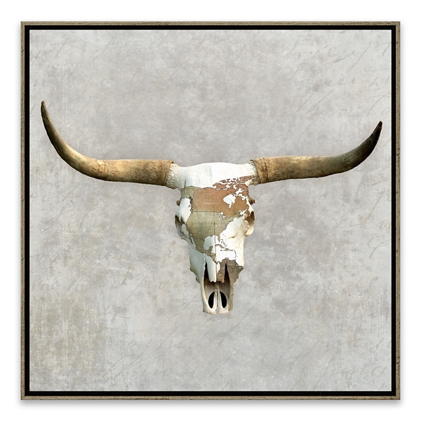 Gray Bull Skull Framed Canvas Art Print Kirklands