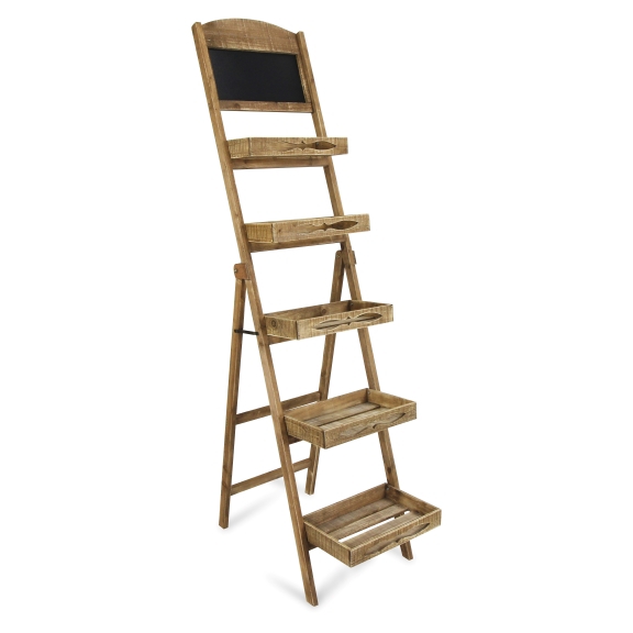 Five Tier Wooden Folding Shelf With Chalkboard Kirklands