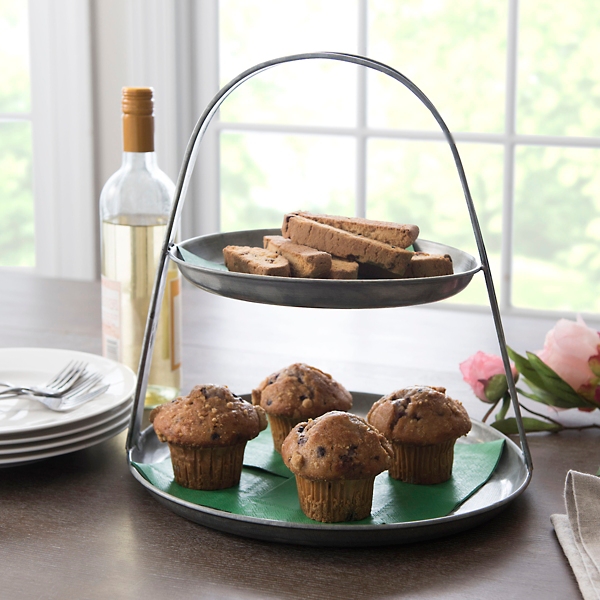 TwoTier Galvanized Metal Serving Tray Kirklands Home