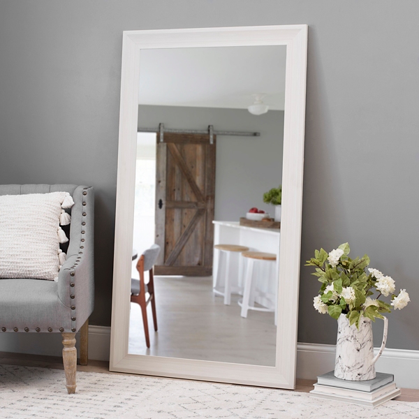 White wood deals framed mirror