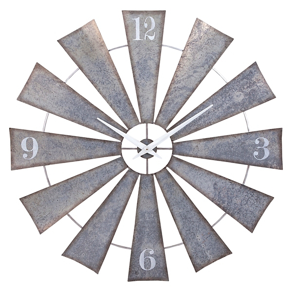 Galvanized Metal Windmill Wall Clock 48 In Kirklands