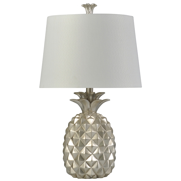 silver and white lamp