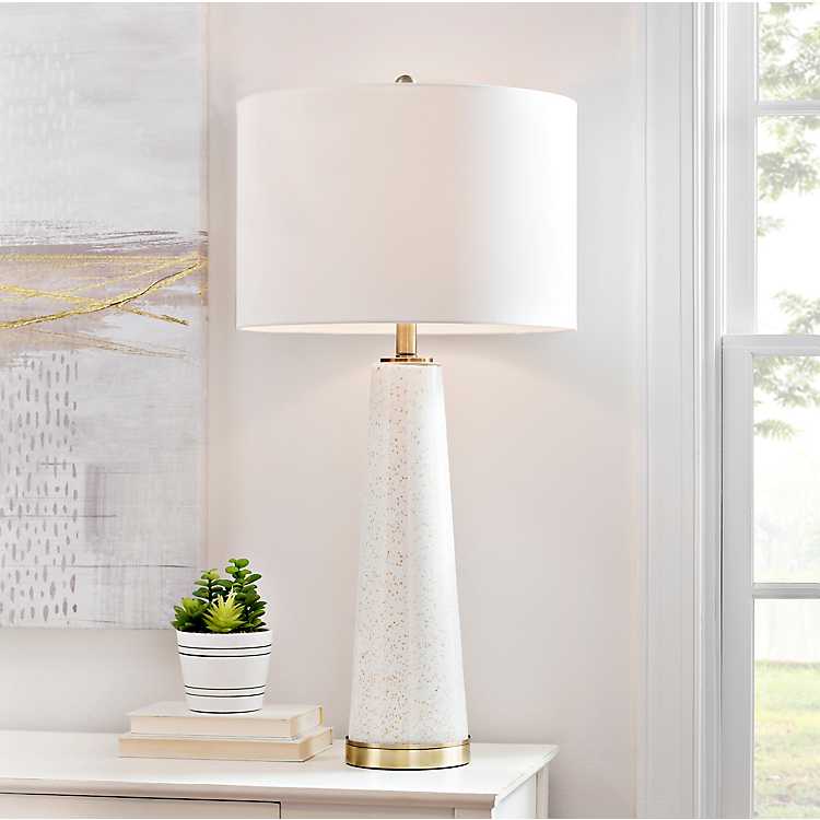 Tasia White Glass Table Lamp, Table Lamps Gold And White