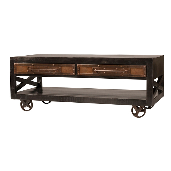 Dakota Rubbed Black Industrial Coffee Table Kirklands Home