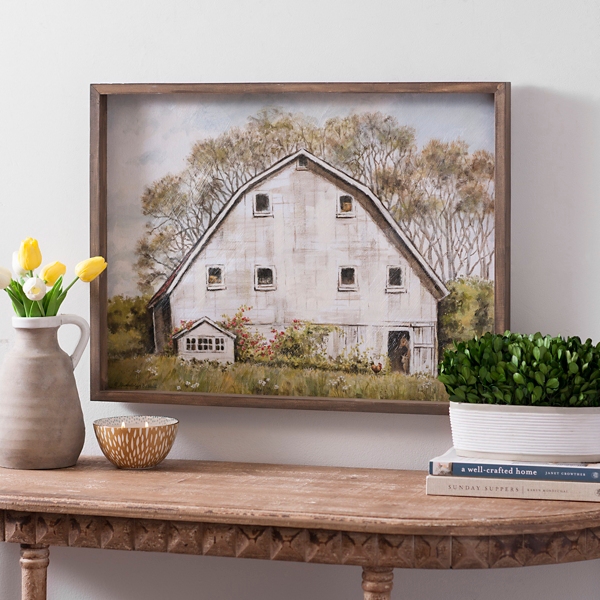 White Barn Framed Canvas Art Print Kirklands