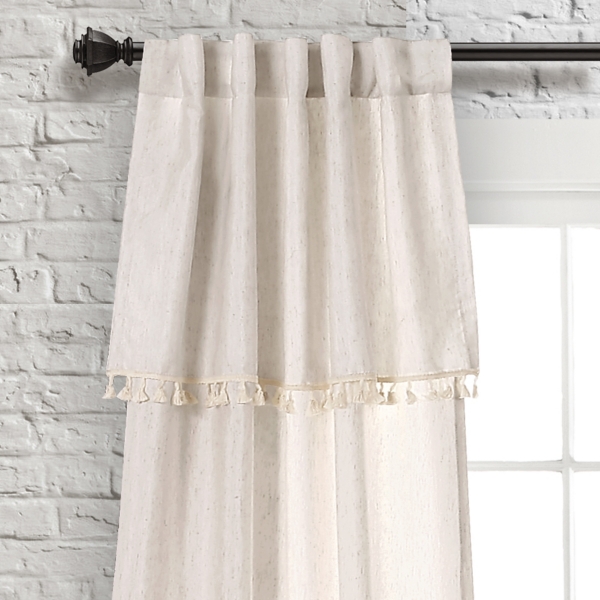 Neutral Tassel Curtain Panel Set, 84 in.