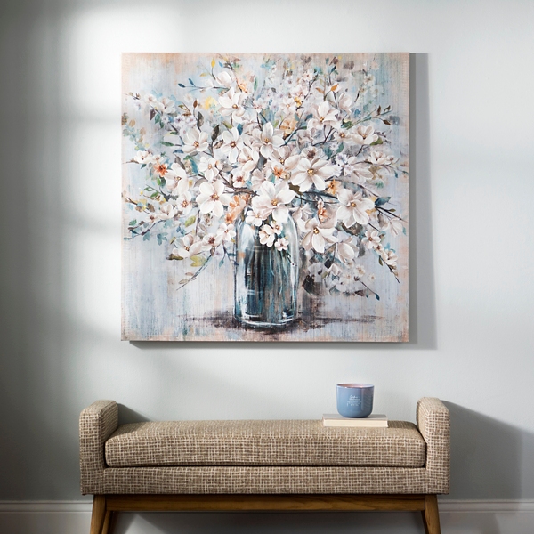 White And Blue Soft Floral Canvas Art Print Kirklands