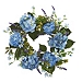 Blue Hydrangea and Leaves Floral Wreath