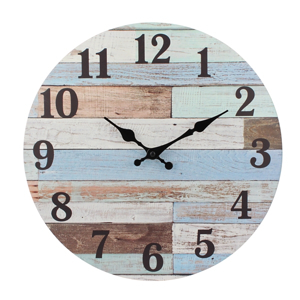 Coastal Worn Blue And White Wooden Wall Clock Kirklands