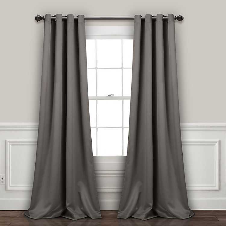 Dark Gray Blackout Curtain Panel Set, Dark Grey Curtains