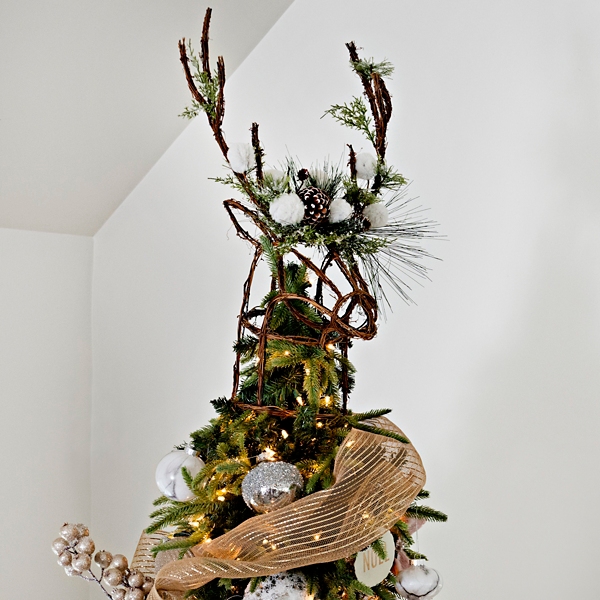 Rattan Deer Tree Topper with Greenery Kirklands Home