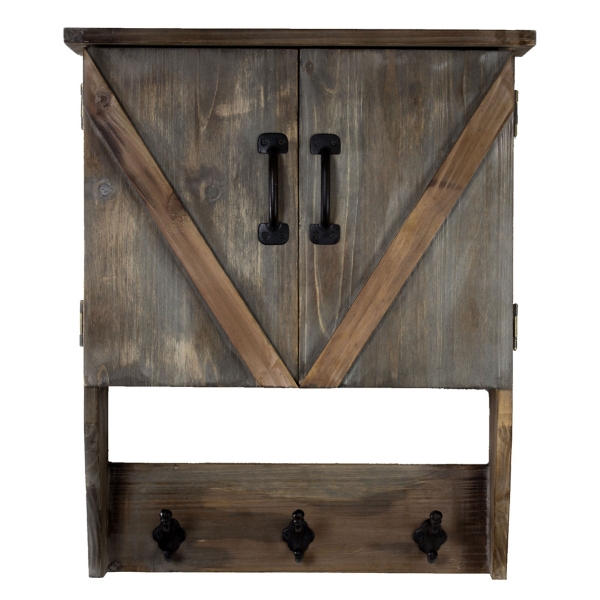 Wood Farmhouse Wall Cabinet With Hooks Kirklands