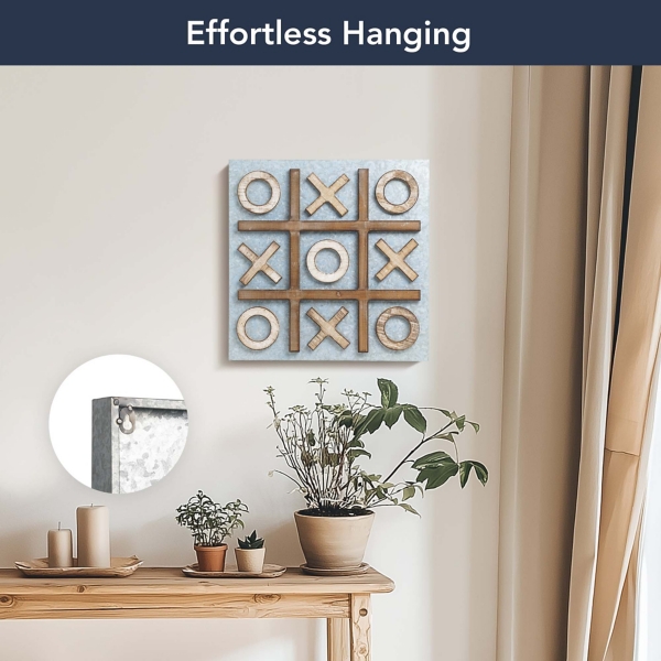 Tic Tac Toe Wood and Metal Magnetic Memo Board