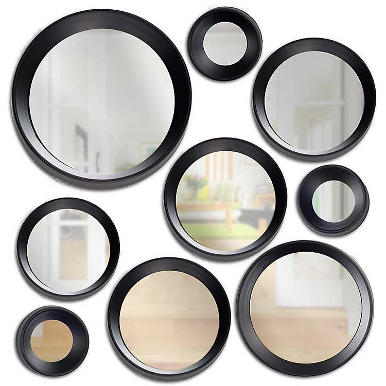 Round Modern Black Decorative Mirrors, Round Decorative Mirrors Black