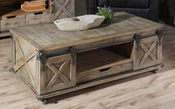 Barn door coffee and deals end tables