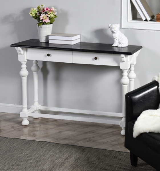 Black and white store sofa table