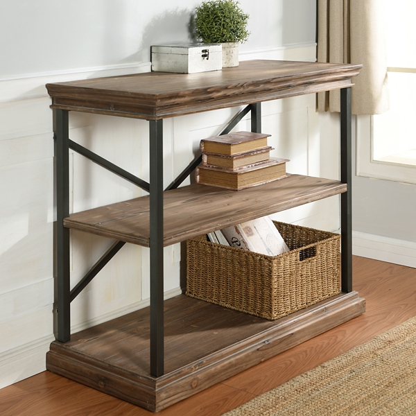 Brown & Metal Wood Three-Tiered Shelf