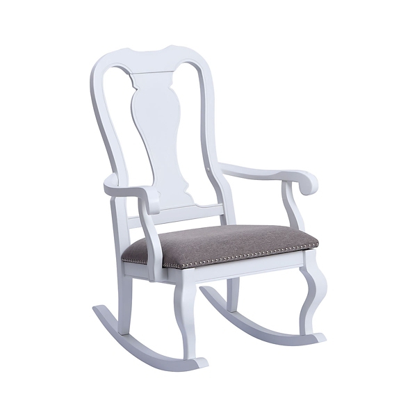 White Panel Back Gray Linen Seat Rocking Chair Kirklands Home