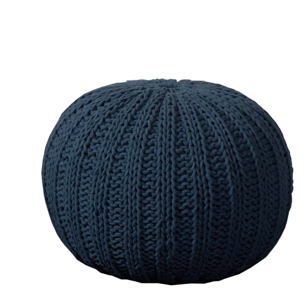 Midnight Blue Cable Knit Pouf