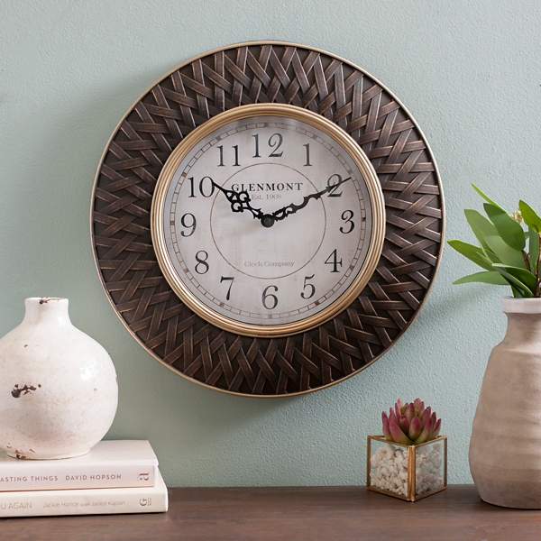 Abbi Bronze and Gold Woven Wall Clock Kirklands Home