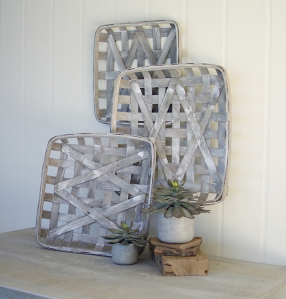 Gray Wash Woven Tobacco Baskets, Set of 3 Kirklands Home