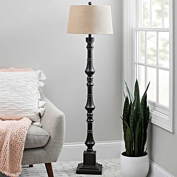 Charcoal Tin Layered Spindle Floor Lamp, Floor Lamp Spindle