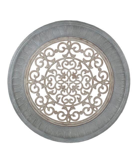 Round Pierced Wood And Metal Wall Plaque 