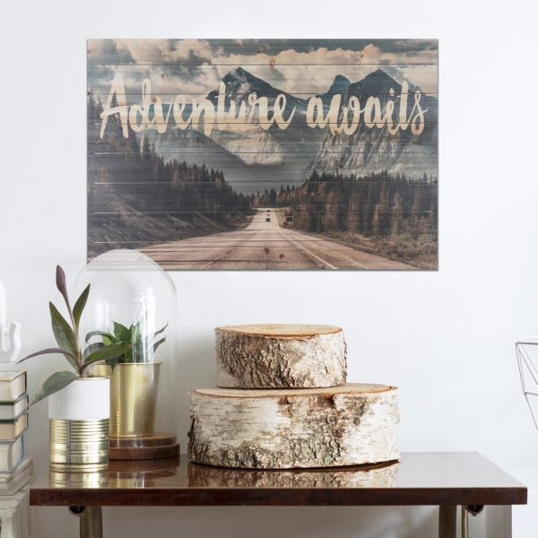 Adventure Awaits Wood Art Print