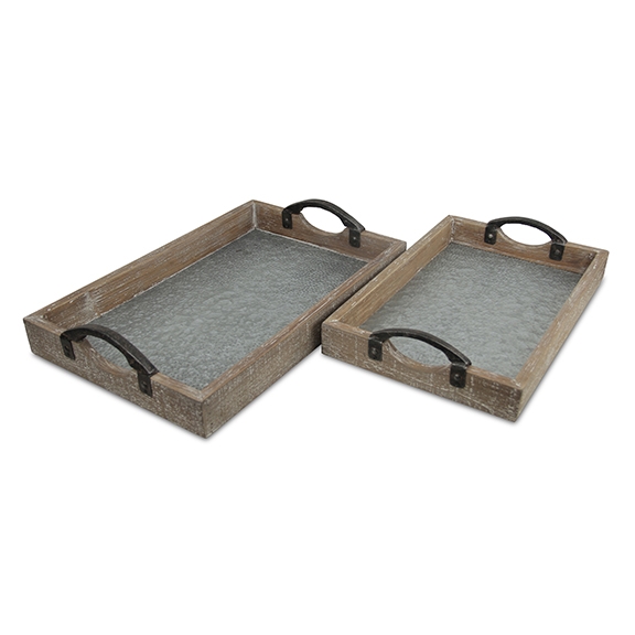 Light Wood and Metal Trays, Set of 2 Kirklands Home