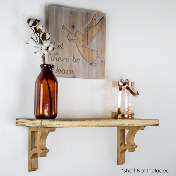 Natural Wood Curved Corbels, Set of 2