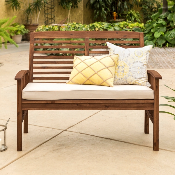 wooden bench with metal legs