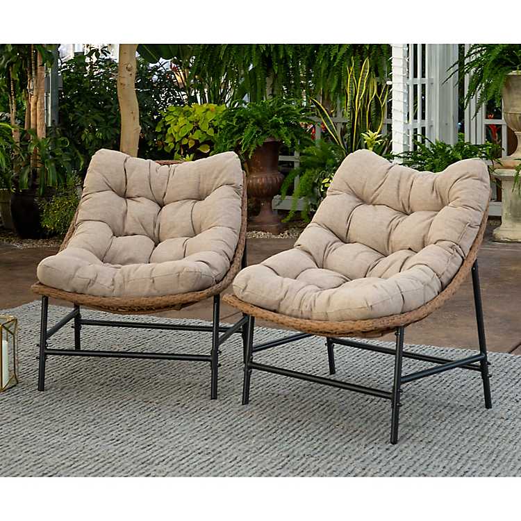 Set of 2 Pelangi Handmade Rattan Wicker Dining Lounge Chair w/ Cushion 