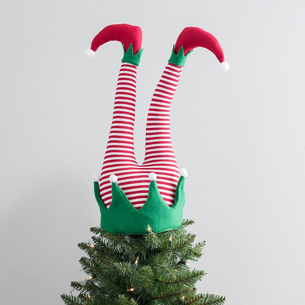Striped Upside Down Elf Legs Tree Topper Kirklands