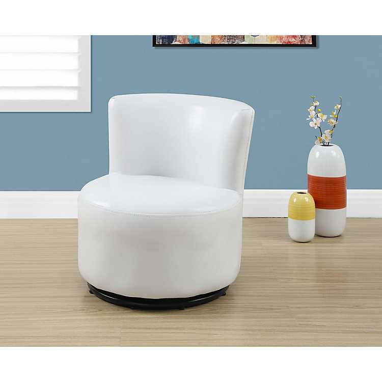 White Faux Leather Toddler Swivel Chair, Toddler Faux Leather Chair