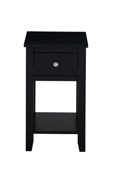 Black 1 Drawer Side Table With Charging Station Kirklands