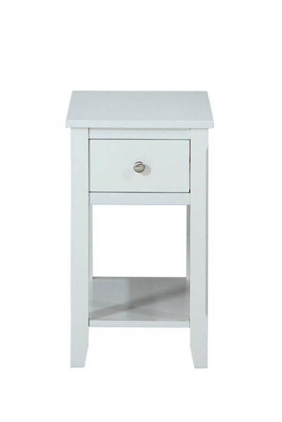 White 1 Drawer Side Table With Charging Station Kirklands