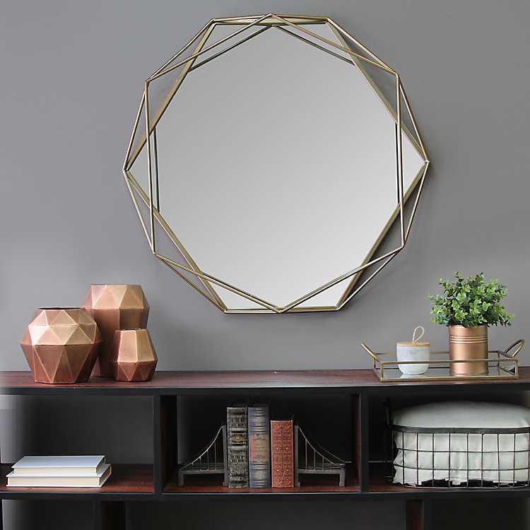 Chloe Gold Metal Wall Mirror Kirklands - Gold Metal Wall Shelf With Mirror