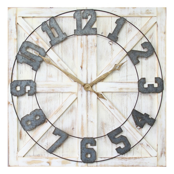 Rustic Farmhouse White Square Wall Clock Kirklands Home