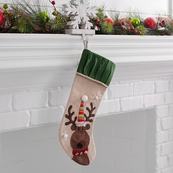 Burlap Reindeer Character Christmas Stocking Kirklands Home